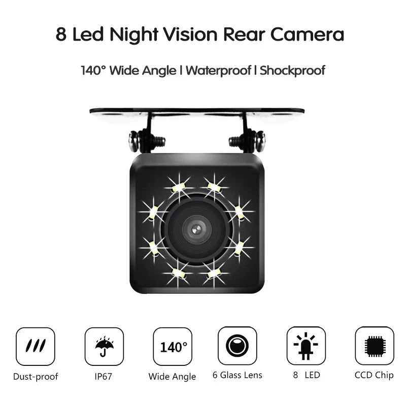 High-Definition Waterproof Rear Camera with 140° Wide Angle and Night Vision for Driving Recorders - Perfect for Parking Monitoring!