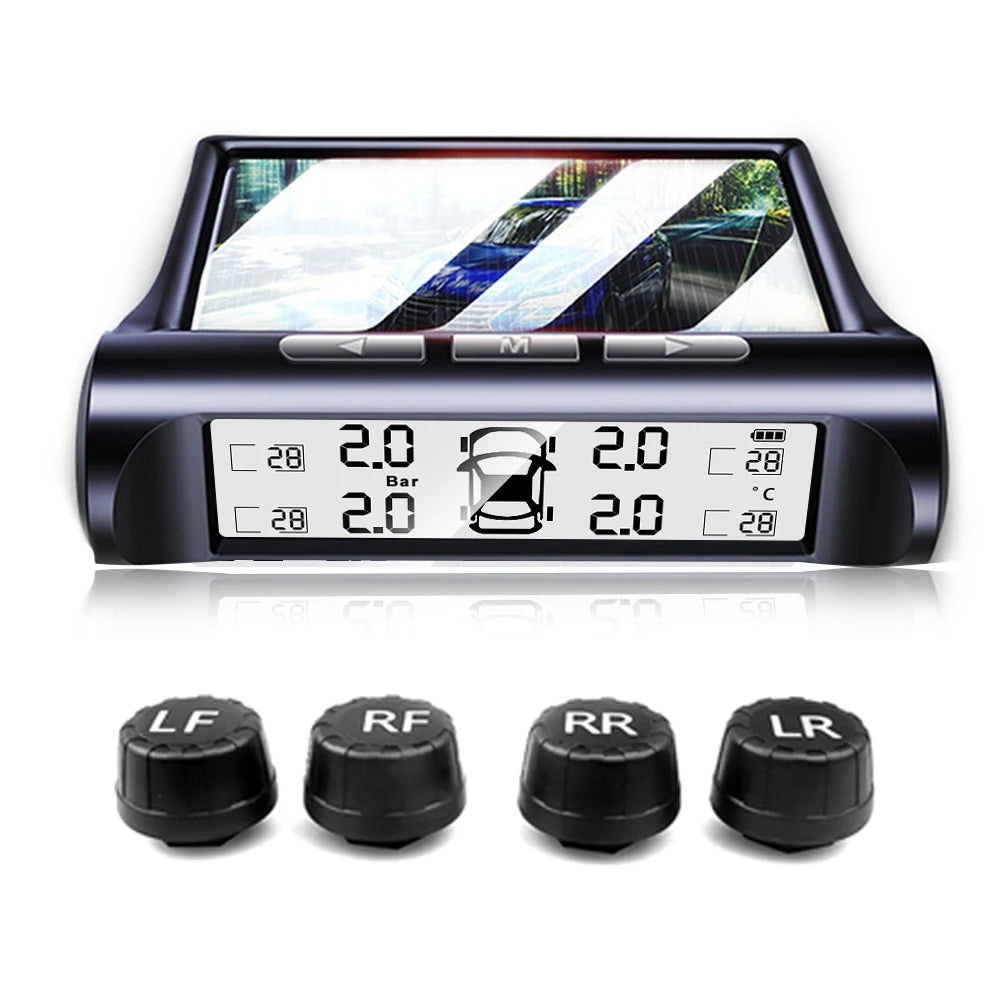 Solar Smart TPMS – 4-Sensor Tire Pressure & Temperature Monitor